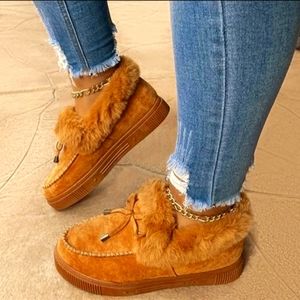 Brown Faux Fur Loafers
